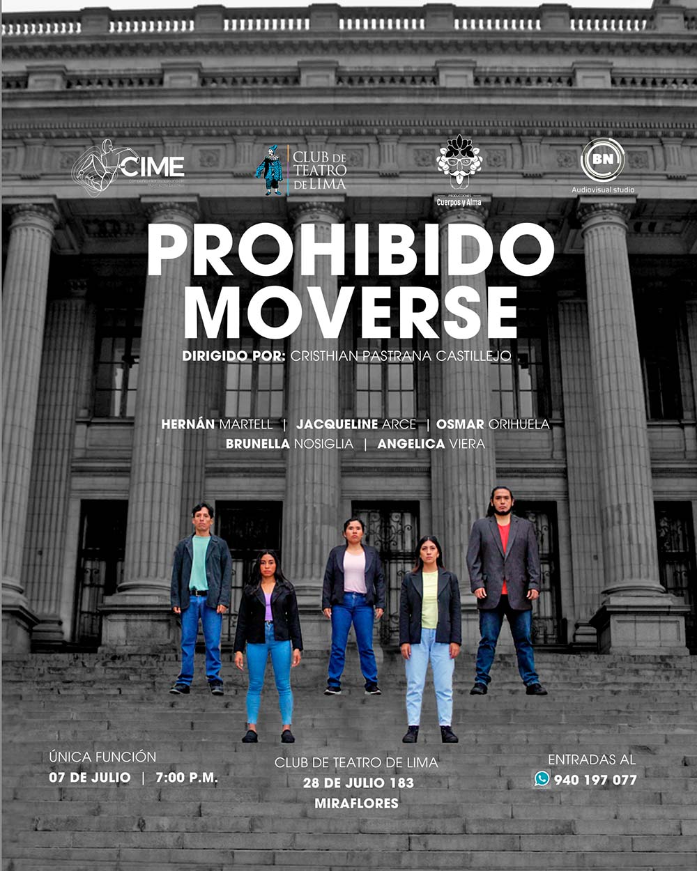 "Prohibido Moverse" se presenta el Domingo 7 a las 7 pm en el Club de Teatro de Lima.