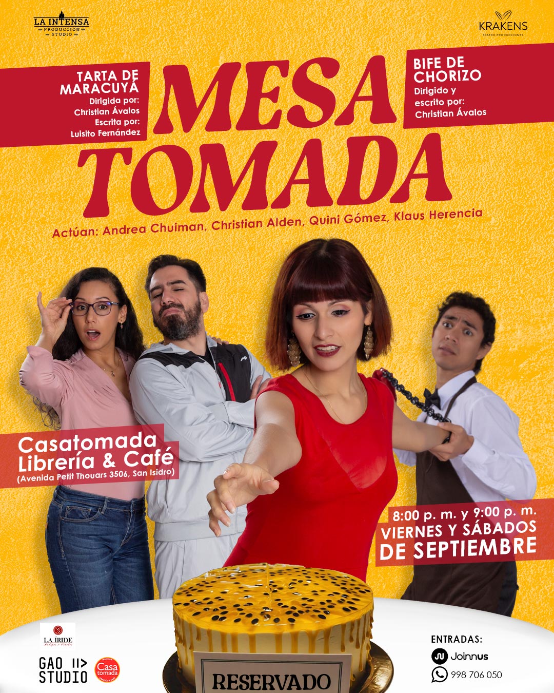 Afiche de "Mesa Tomada" Obras de micro teatro