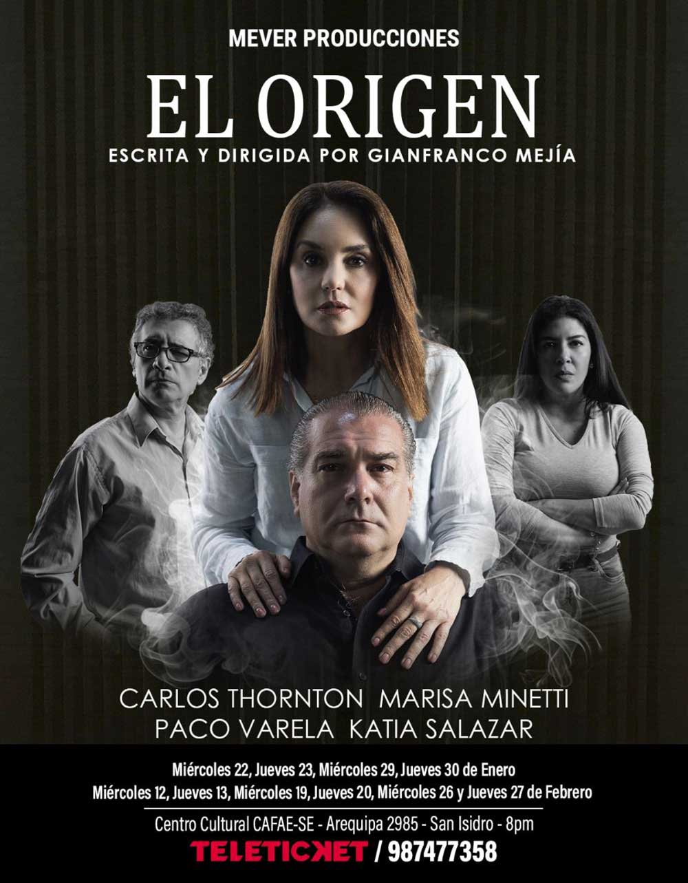 Afiche de la obra "El Origen" de Gianfranco Mejía