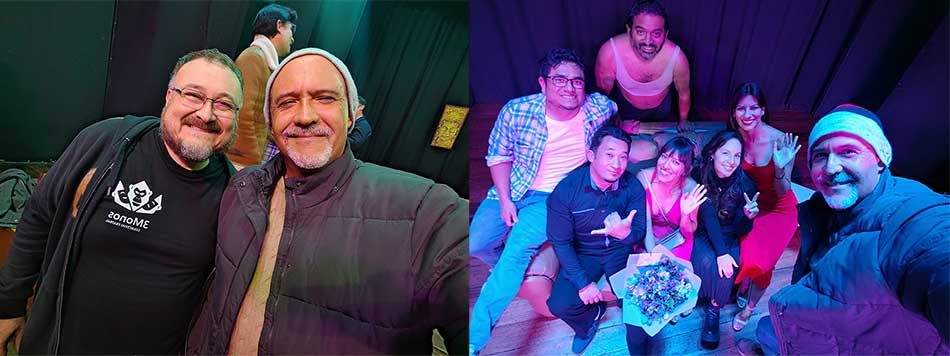 Sergio González Cronista de ArtesUnidas.com junto al Director y Elenco de "Mi Mujer es el Gasfitero" Sergio González Cronista de ArtesUnidas.com junto al Director y Elenco de "Mi Mujer es el Gasfitero"