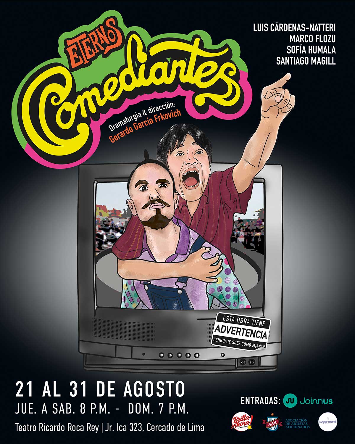 Flyer Obra de teatro "Eternos comediantes"