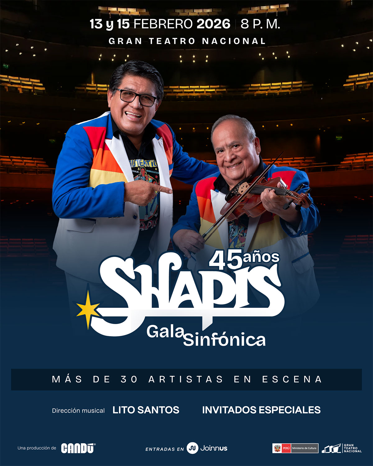 Los Shapis celebran 45 años de trayectoria musical en el Gran Teatro Nacional