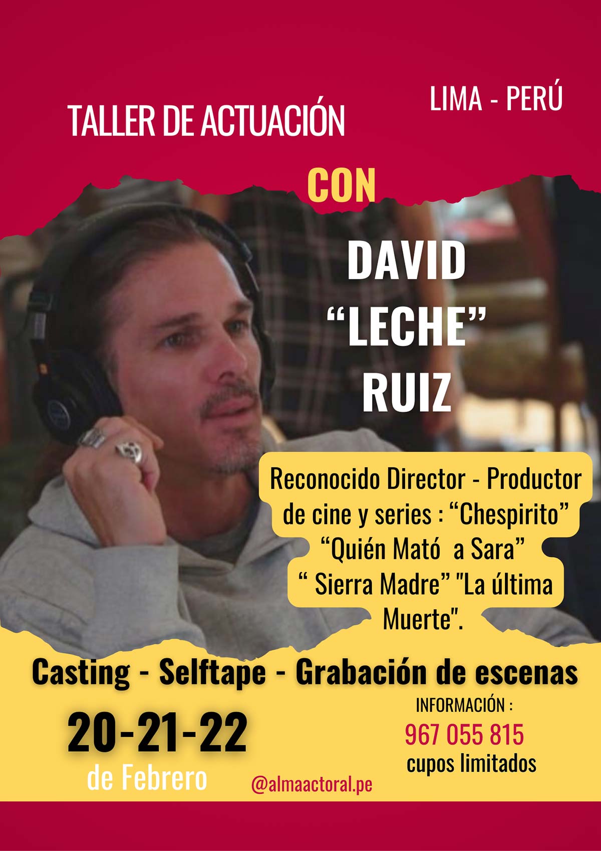 Afiche del Taller del Casting al Set con David “Leche” Ruiz