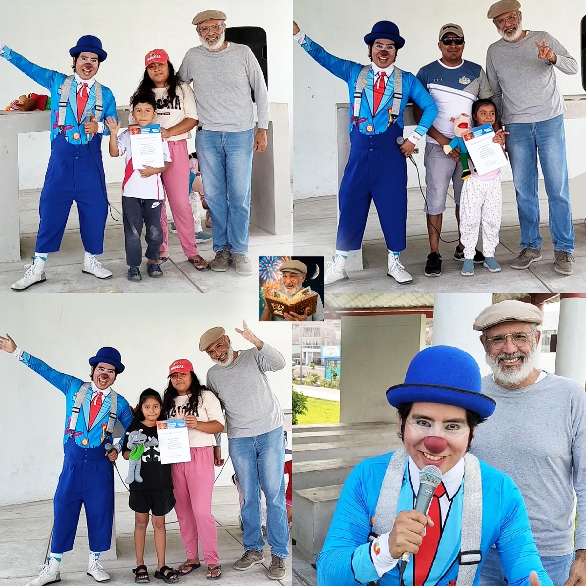 "Buelito cuenta" en Ancón premiando a los Ganadores del Concurso de Teatro dentro de la historia cuenta cuentos.