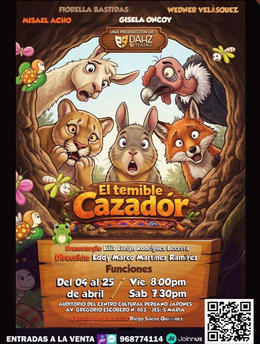Afiche de "El Temible Cazador" Obra de Teatro Familiar para niños